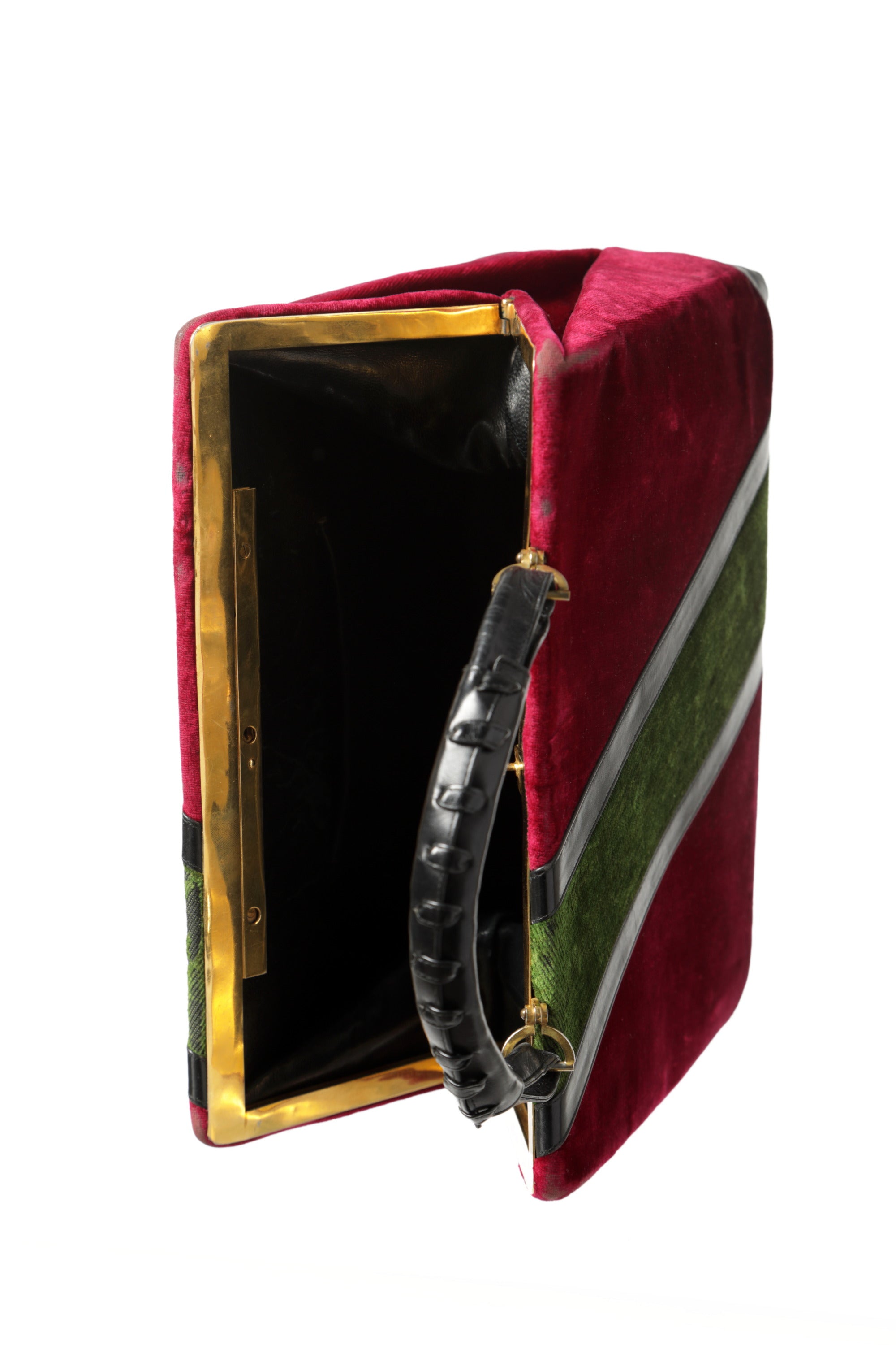 Roberta di Camerino Handbag in Devorè Velvet and Leather from the 70s