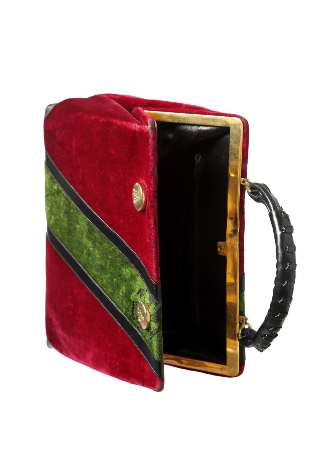 Borsa a mano Roberta di camerino velluto devorè e pelle anni 70