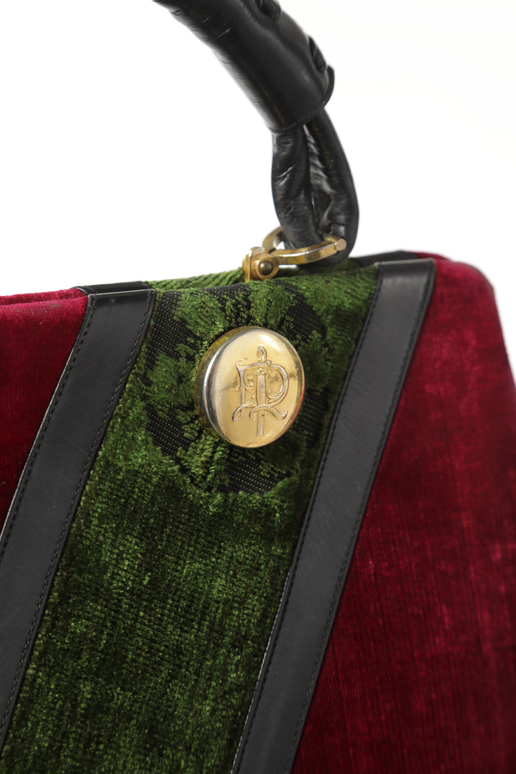 Borsa a mano Roberta di camerino velluto devorè e pelle anni 70