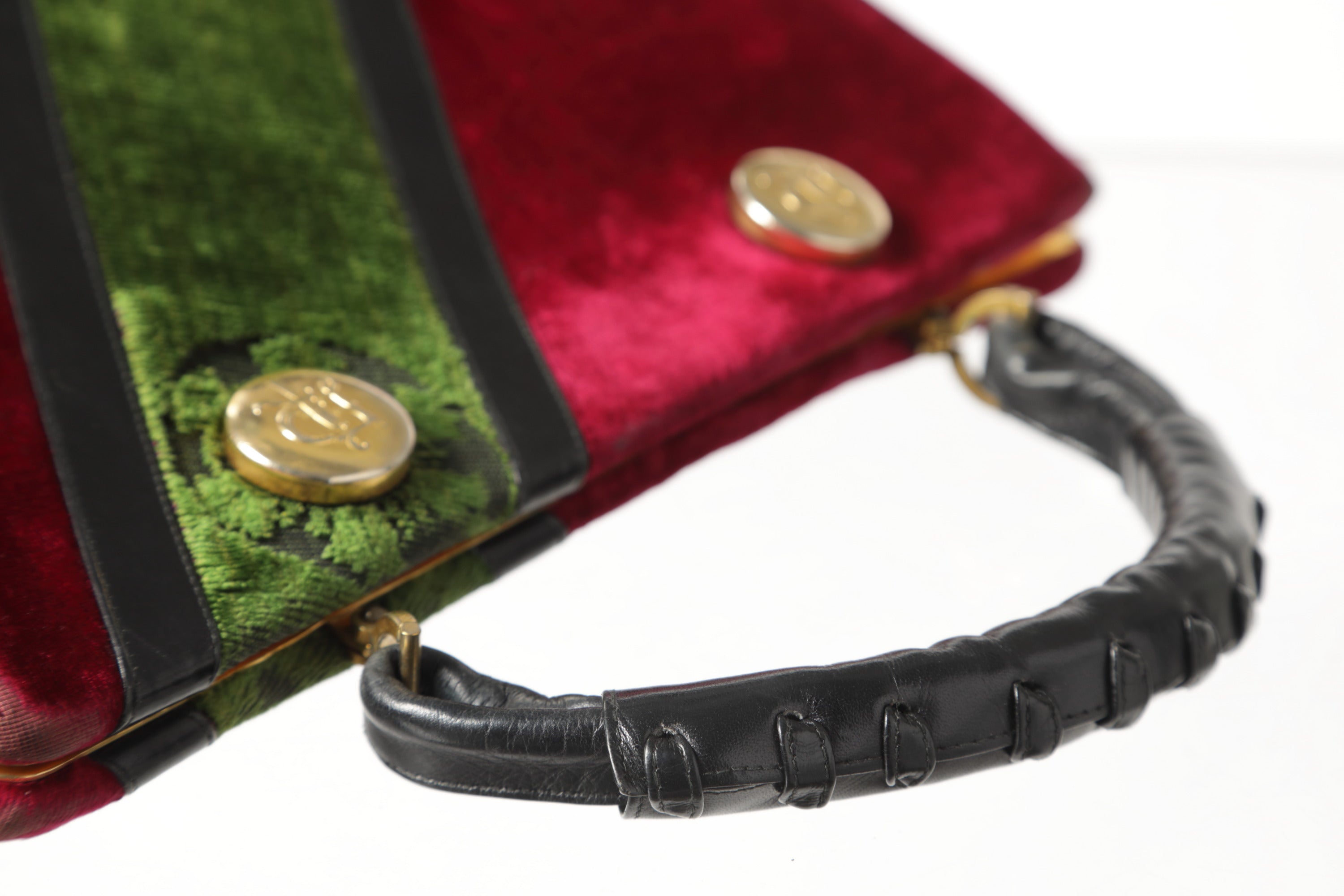 Roberta di Camerino Handbag in Devorè Velvet and Leather from the 70s