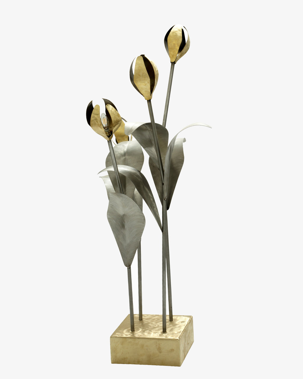 Lampada ottone e acciaio spazzolato anni 70