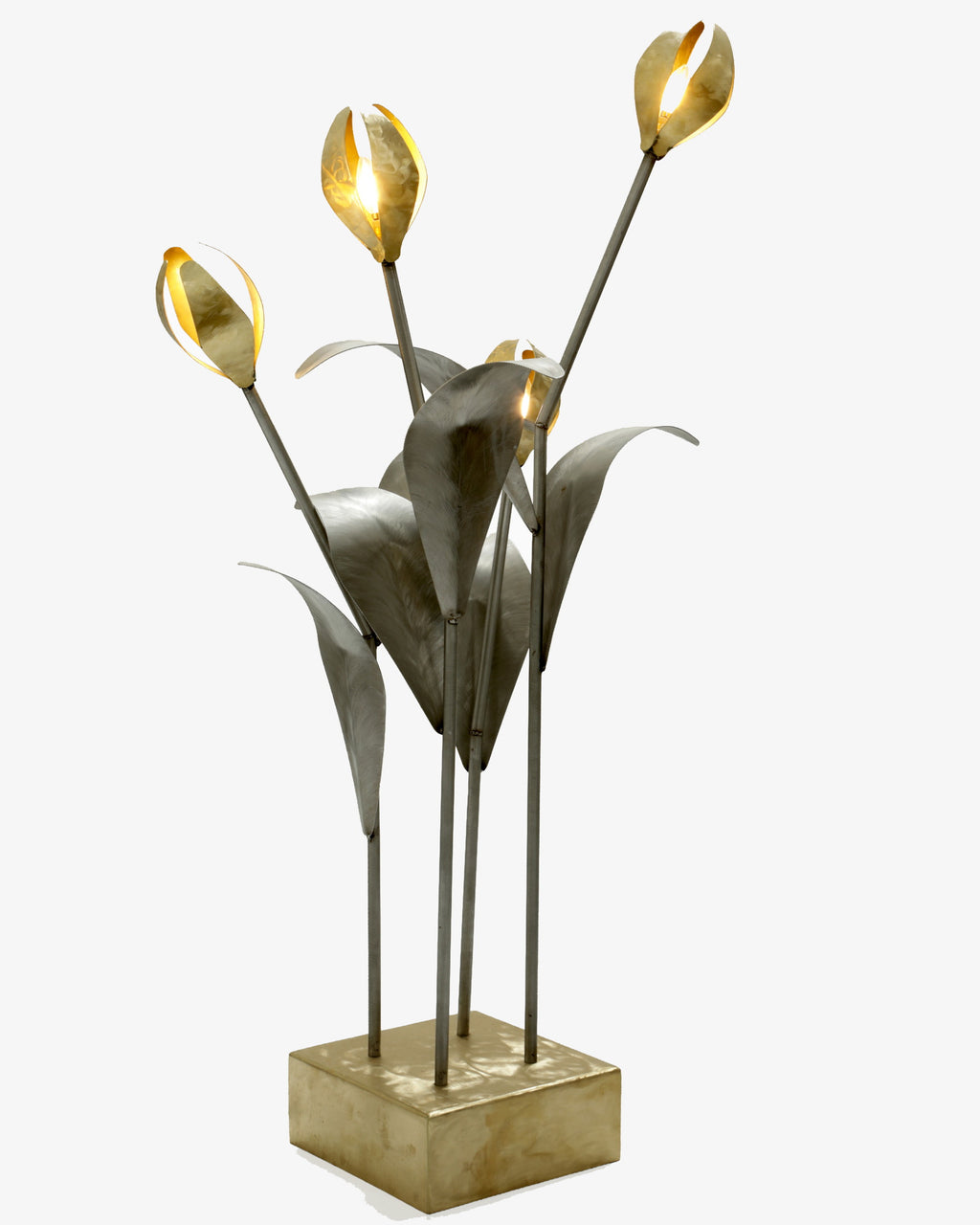 Lampada ottone e acciaio spazzolato anni 70
