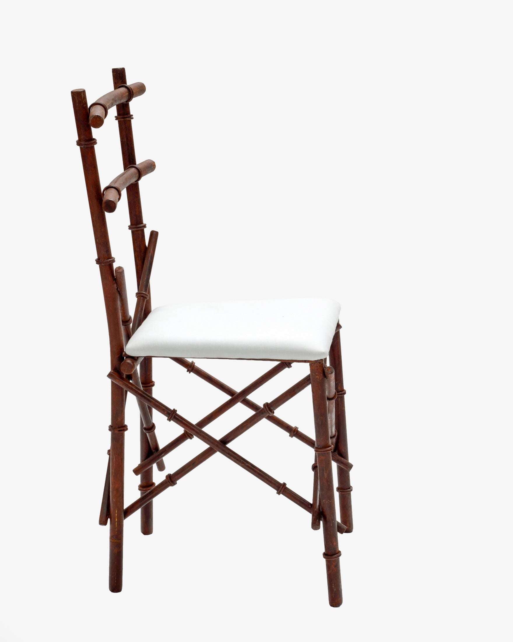 Six 1970s iron bamboo chairs
