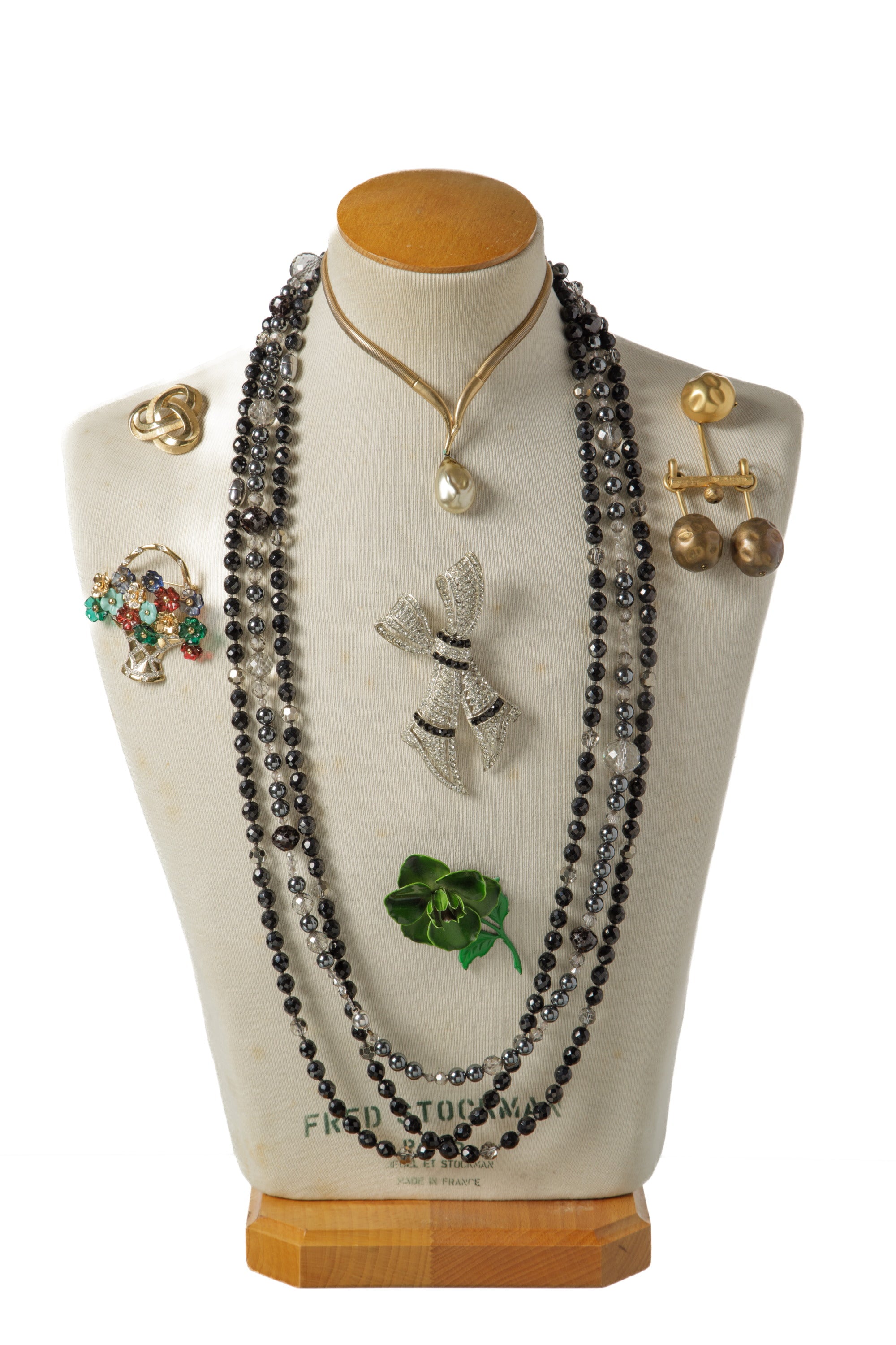 Two-turn necklace with faceted rock crystal