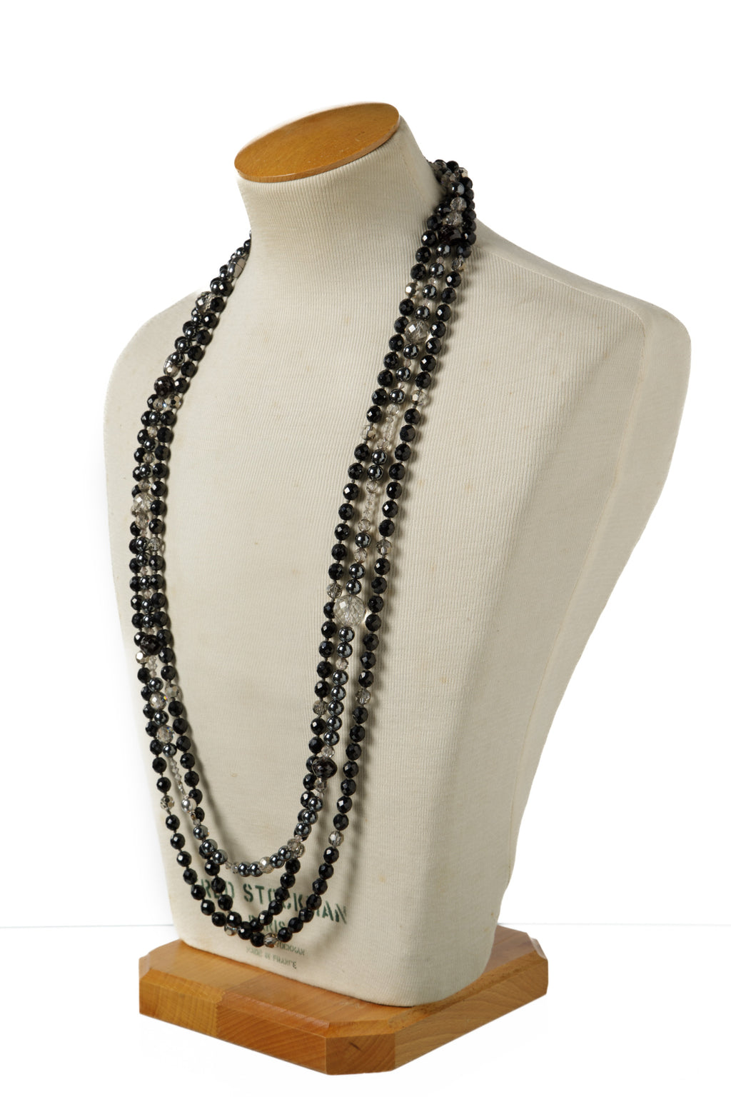 Two-turn necklace with faceted rock crystal