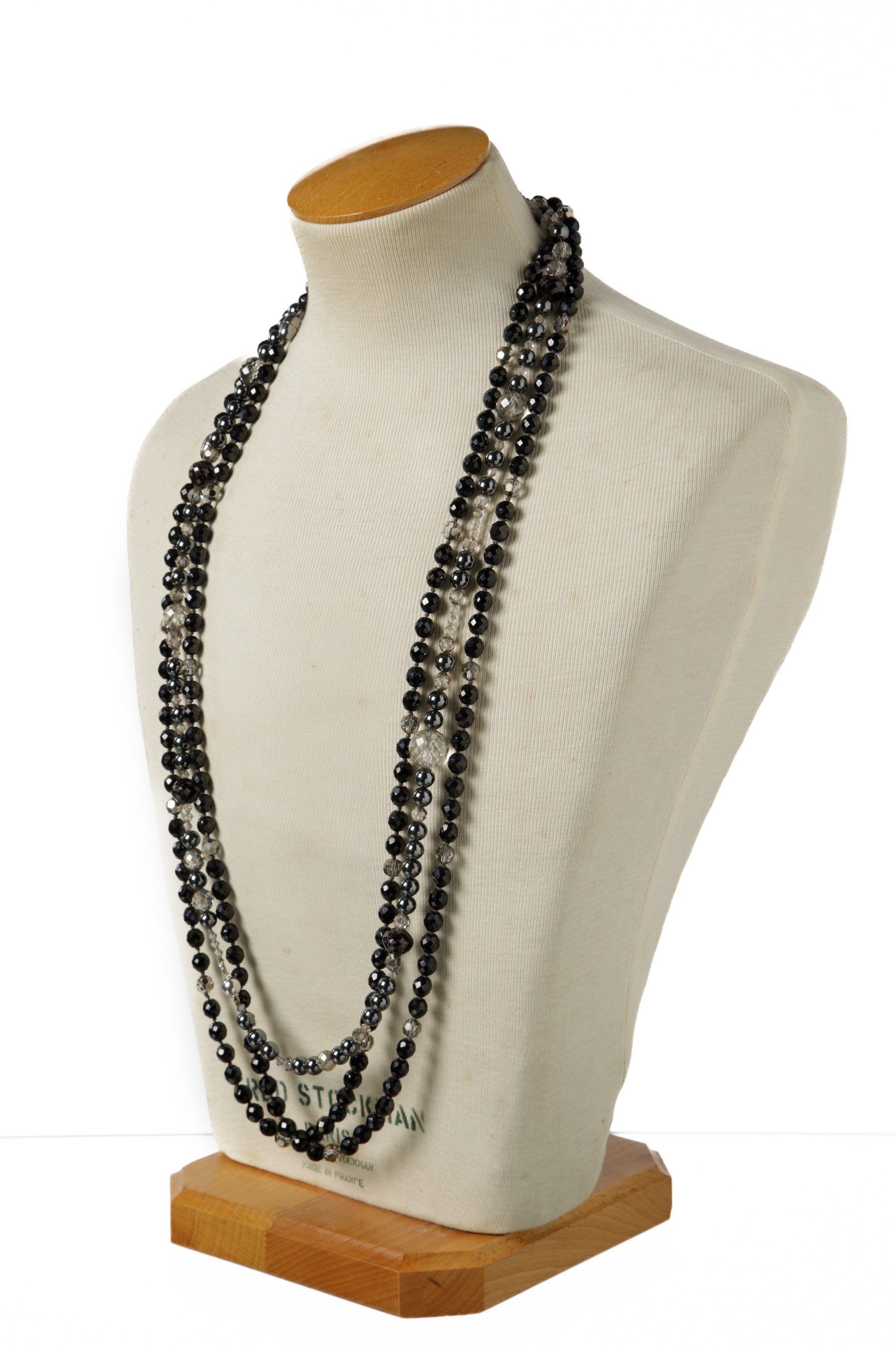 Two-turn necklace with faceted rock crystal