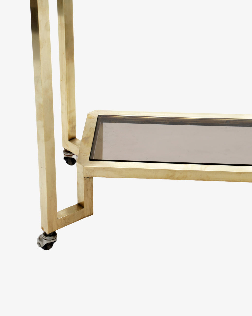 1970s brass and smoked glass trolley