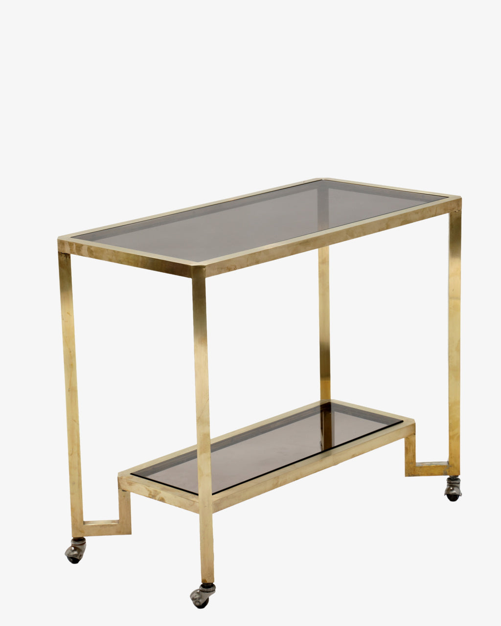1970s brass and smoked glass trolley
