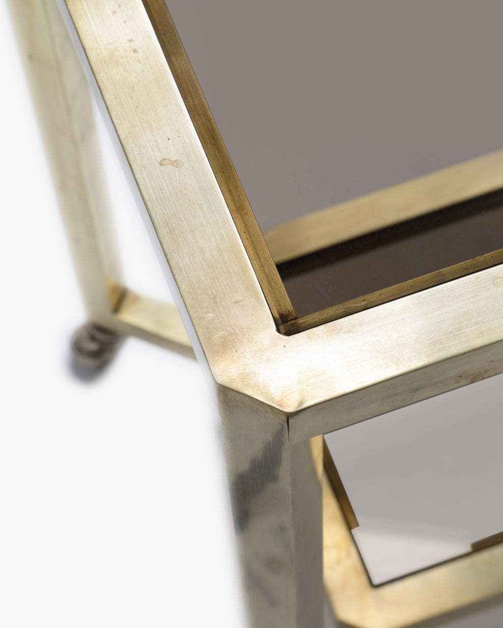 1970s brass and smoked glass trolley