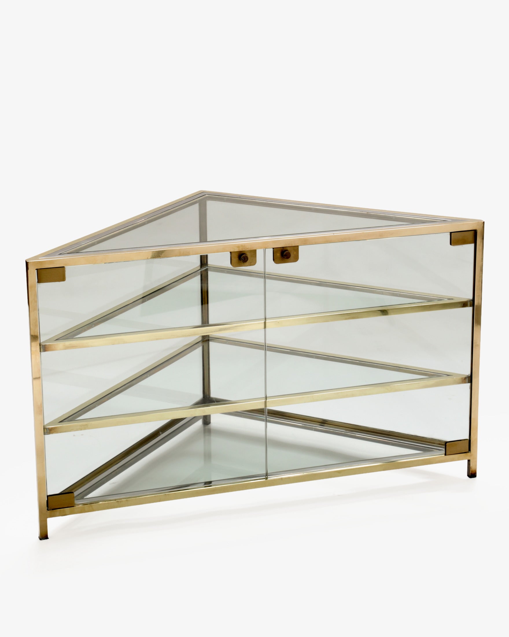 Vetrina angolare ottone anni 70
