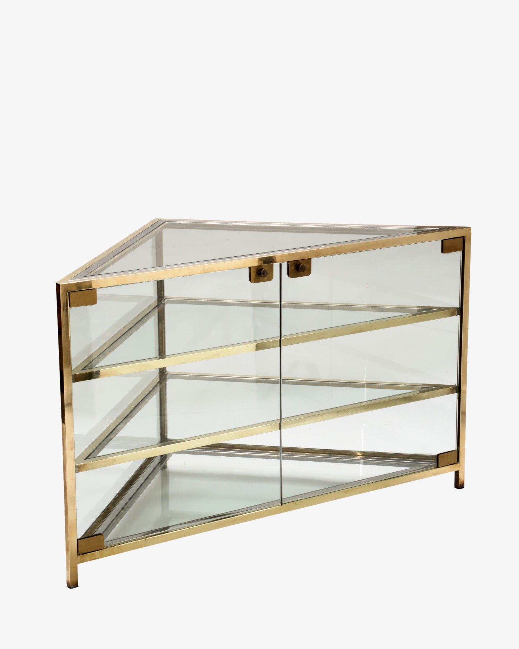 Vetrina angolare ottone anni 70
