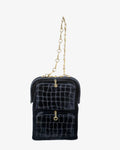 Borsa a tracolla Roberta di camerino velluto devorè blu anni 70