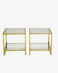 Pair of square brass tables from the 1970s