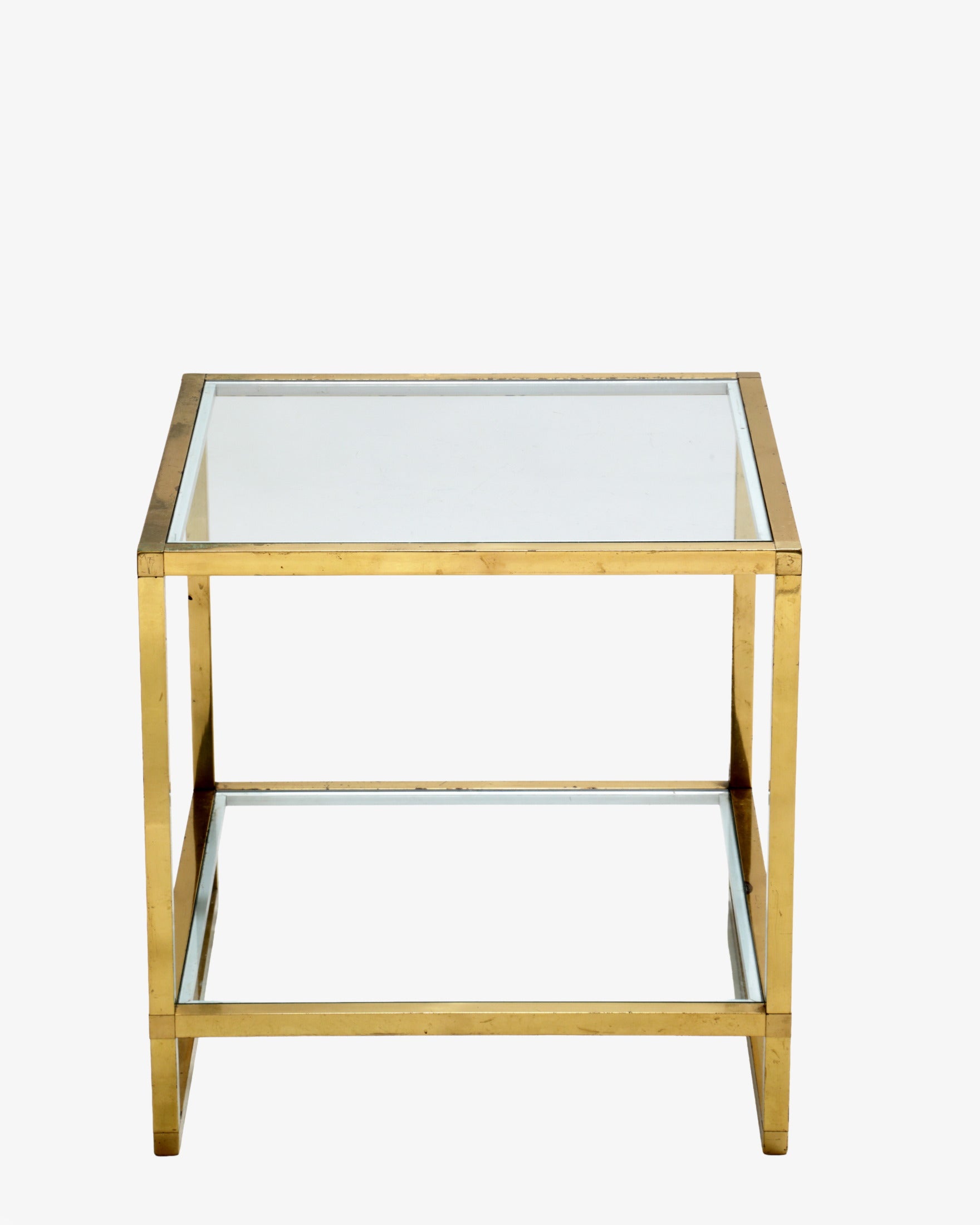 Coppia tavoli ottone quadrati anni 70