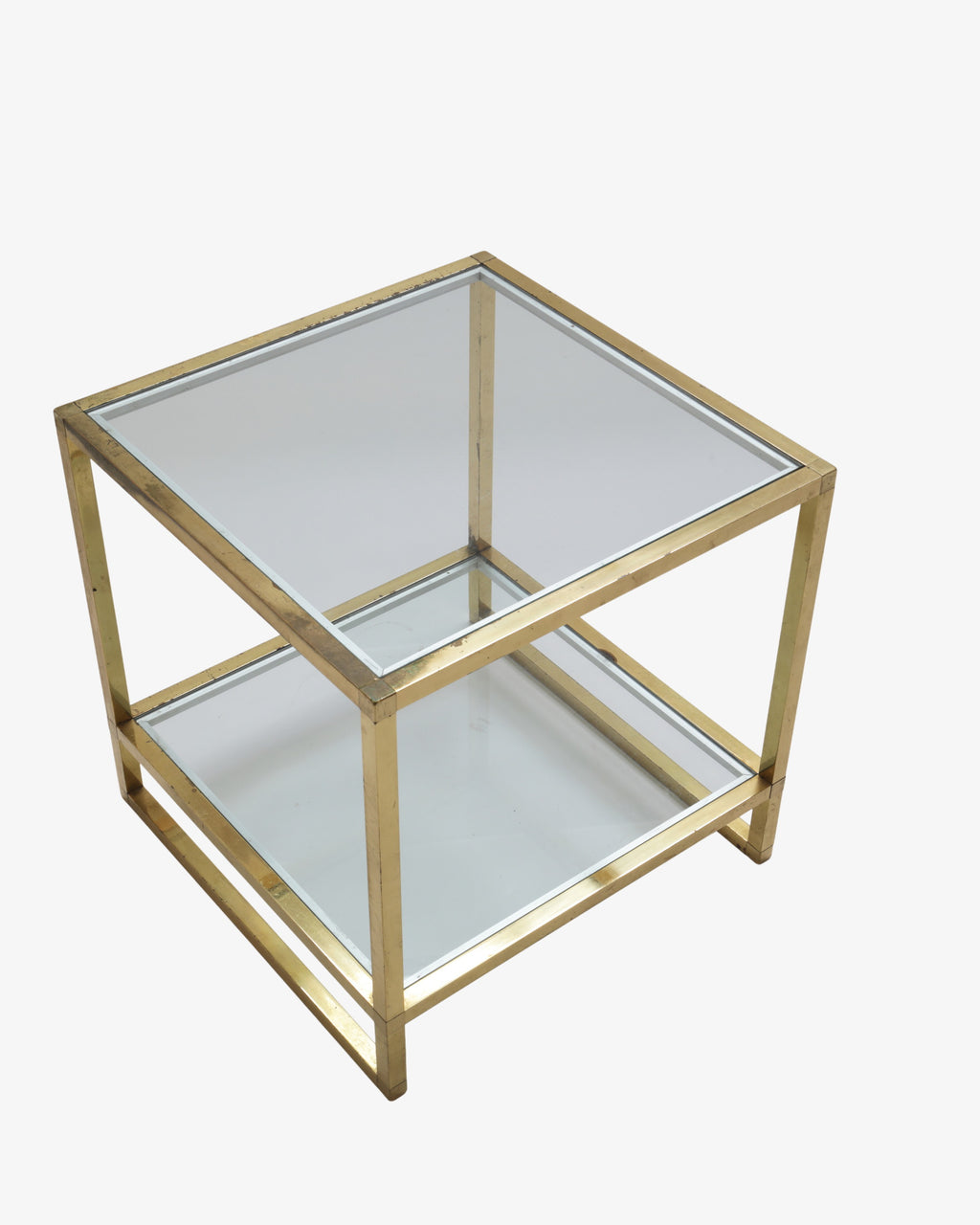 Pair of square brass tables from the 1970s