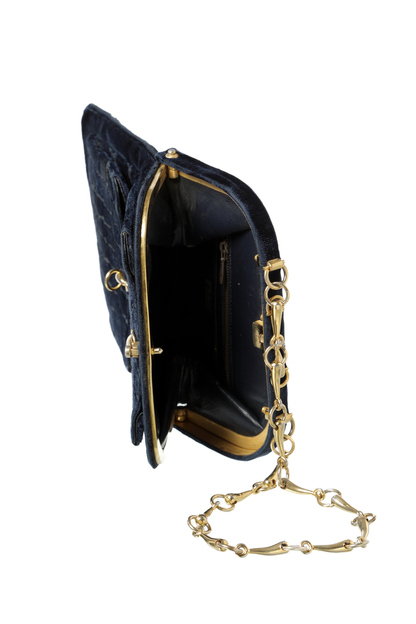 Roberta di Camerino shoulder bag in blue devorè velvet from the 70s