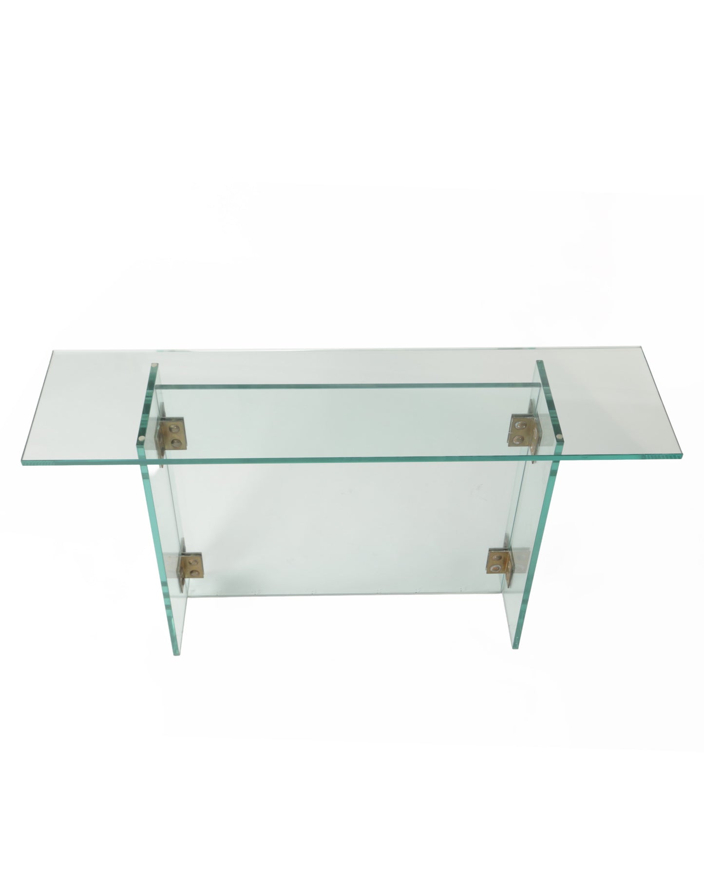 Glass and brass console table from the 70s