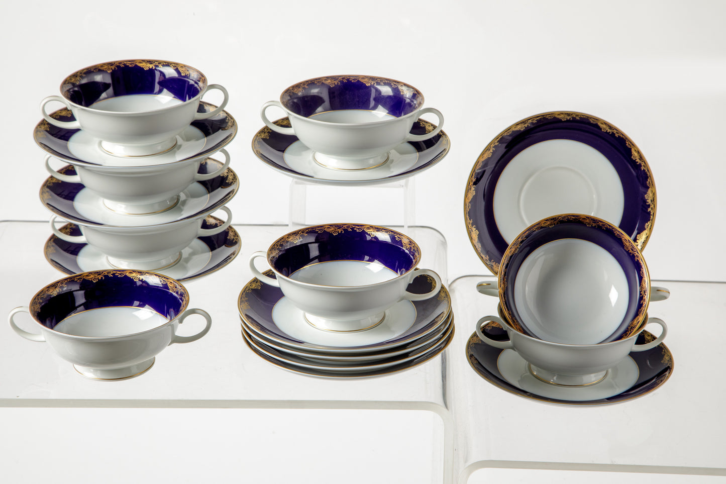 Servizo da consommé Rosenthal blu gold anni 60