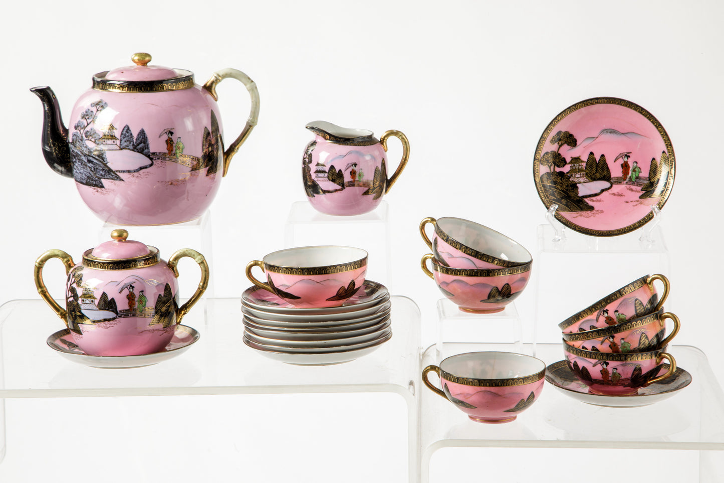 Pink oriental tea service