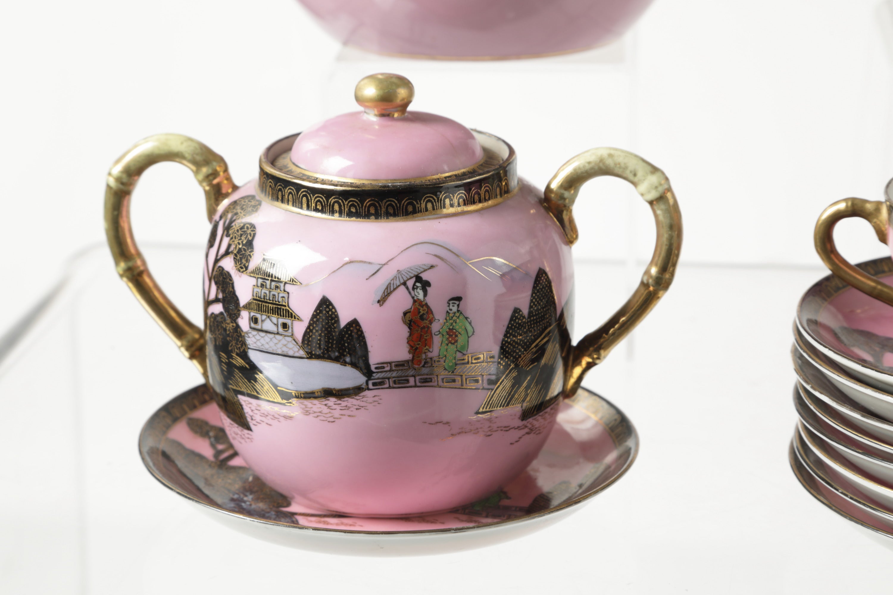 Pink oriental tea service