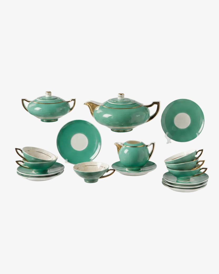 Persian green Art Deco tea service