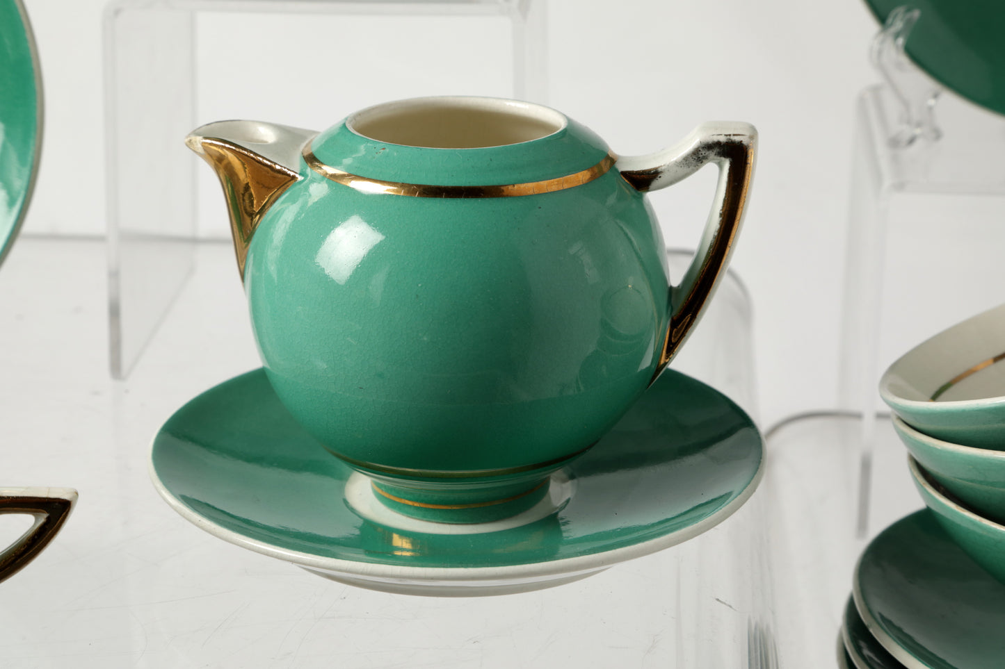 Persian green Art Deco tea service