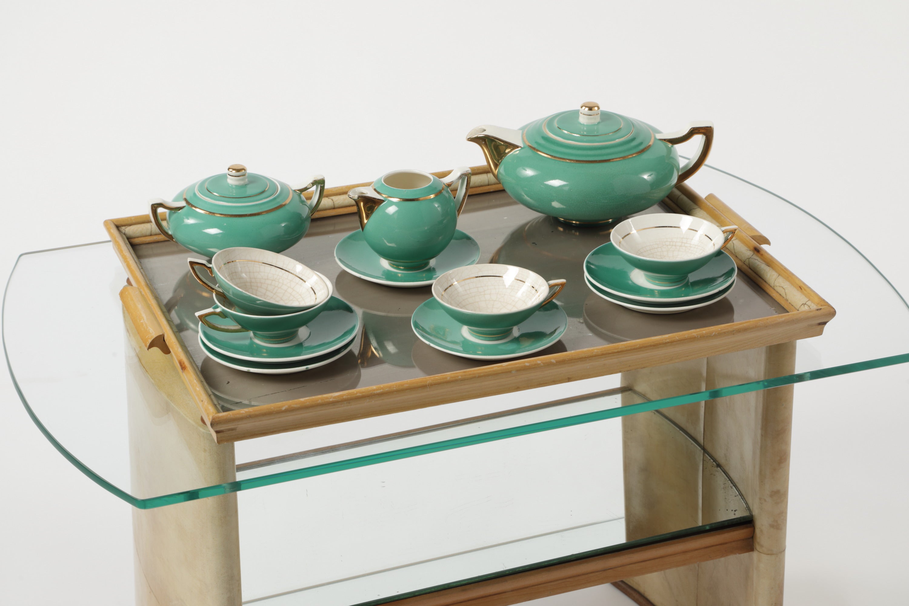 Persian green Art Deco tea service