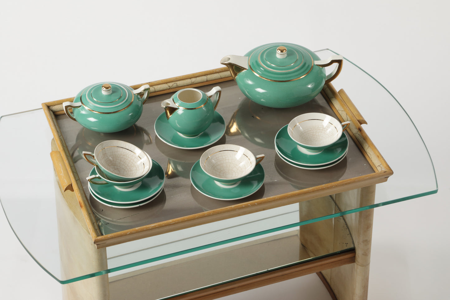 Persian green Art Deco tea service