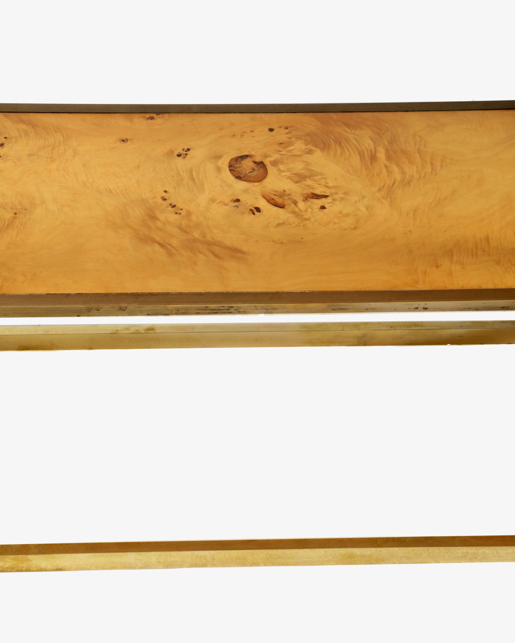 Etagere ottone e radica due ripiani anni 70