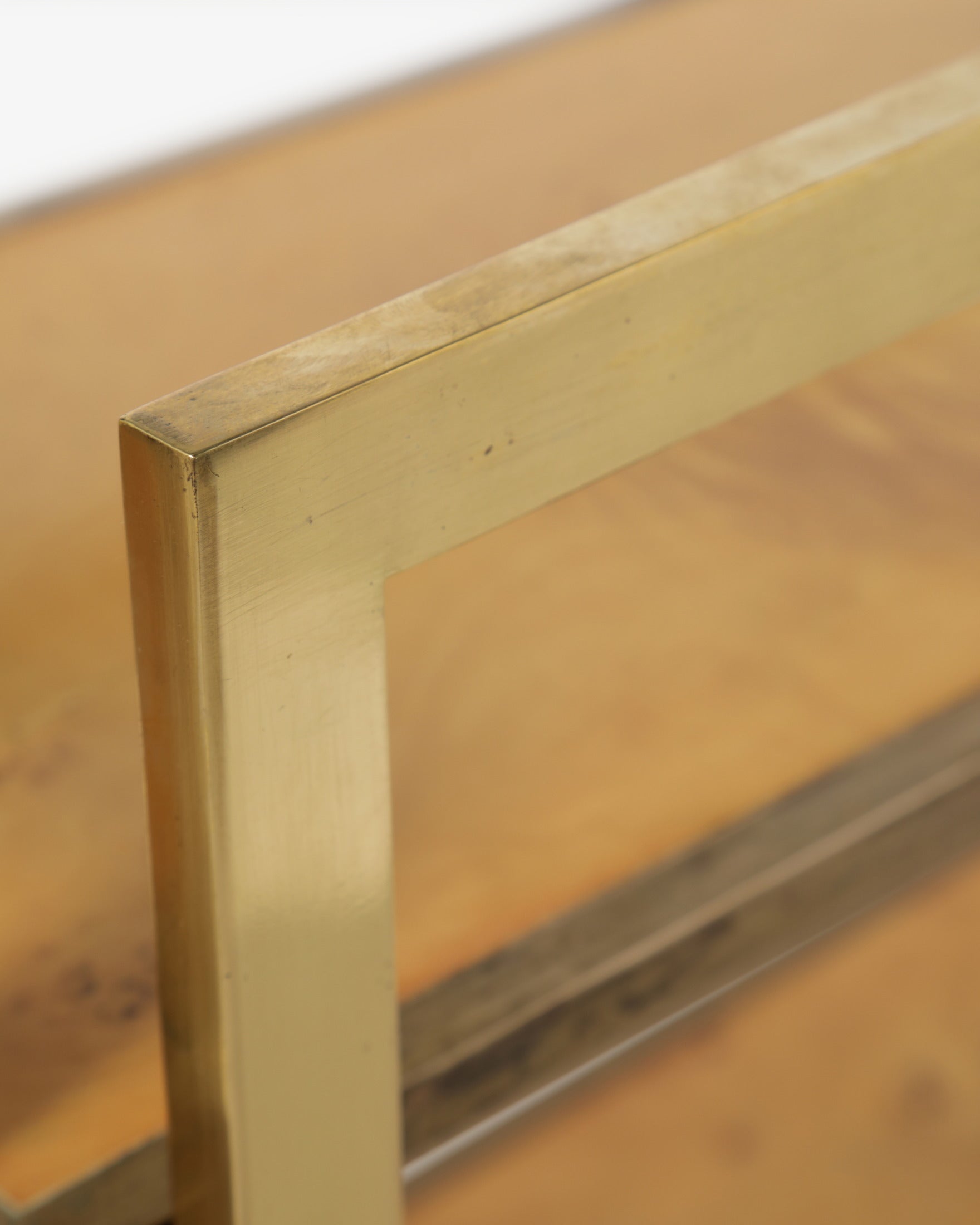 Brass and briar etagere with two shelves, 1970s