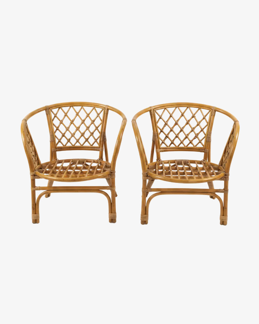 Pair of 60's bamboo armchairs