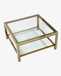 1970s square brass and steel coffee table