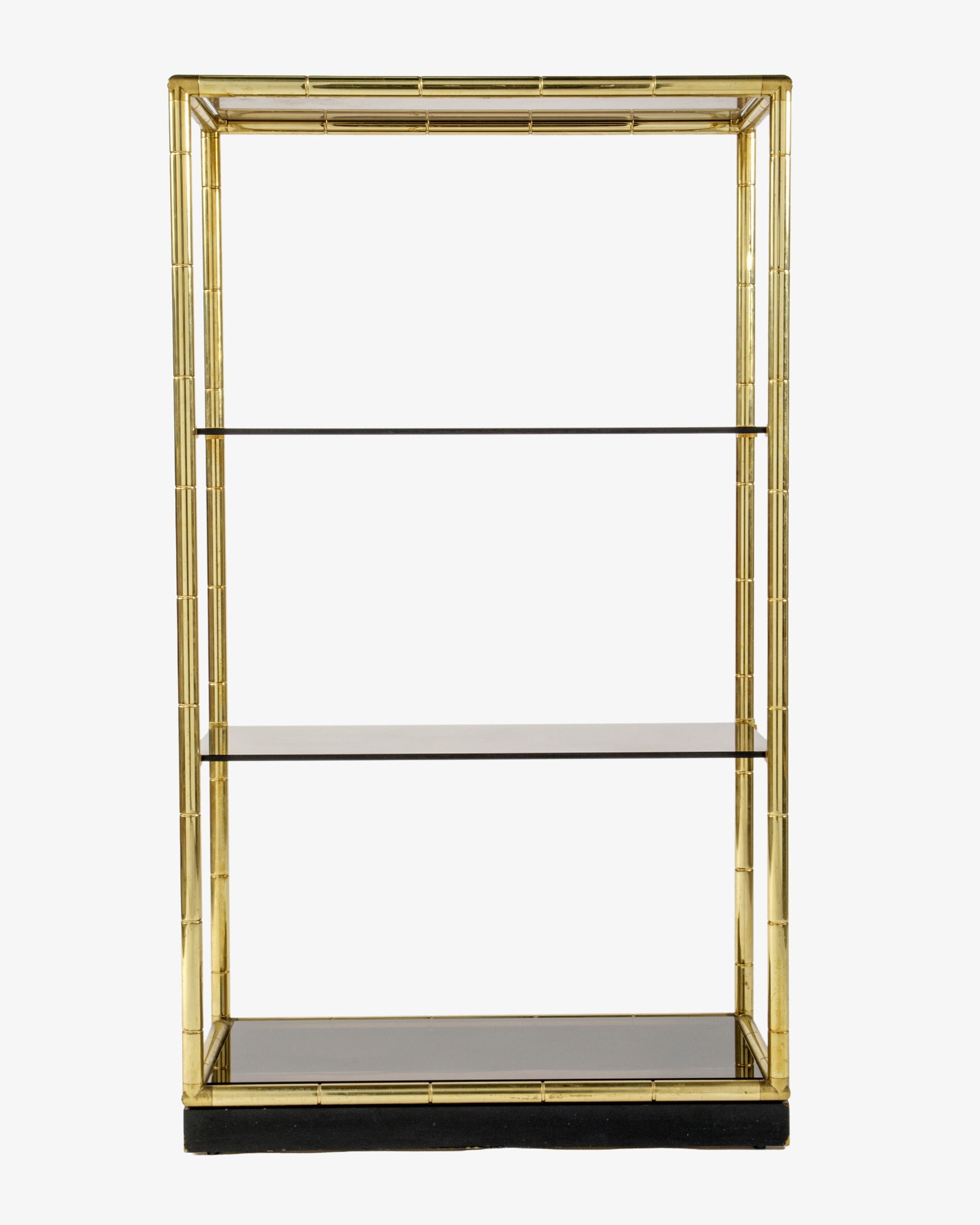 Four-shelf bamboo brass bookcase from the 1970s