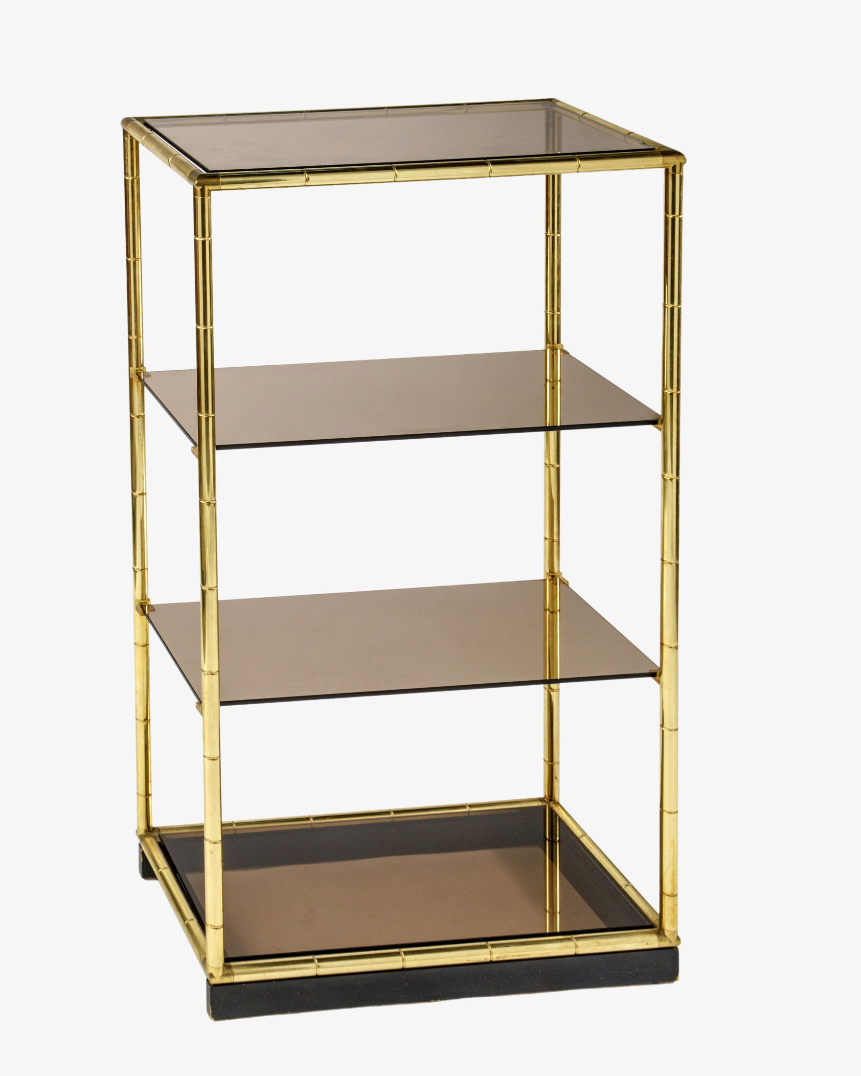 Four-shelf bamboo brass bookcase from the 1970s