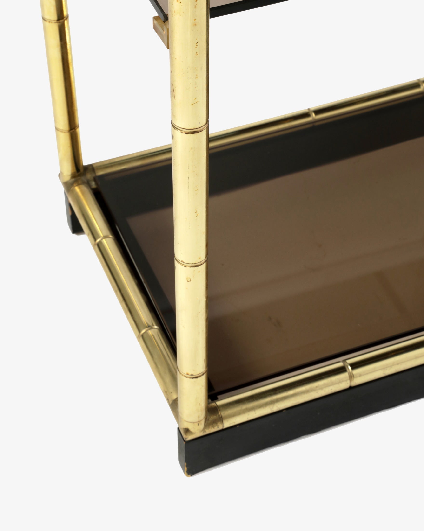 Four-shelf bamboo brass bookcase from the 1970s
