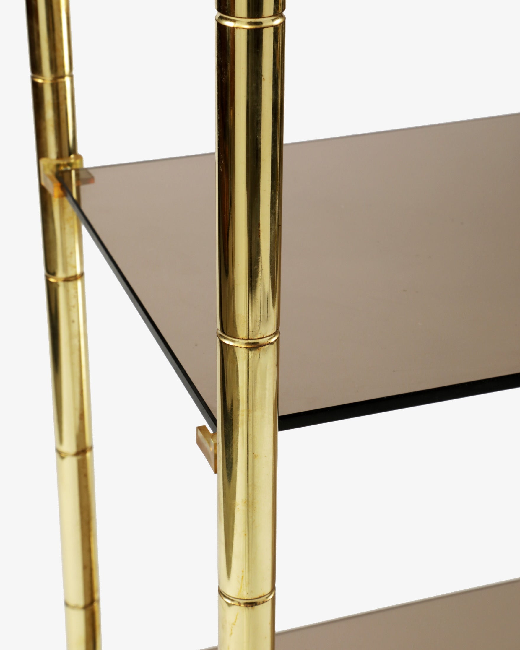 Four-shelf bamboo brass bookcase from the 1970s