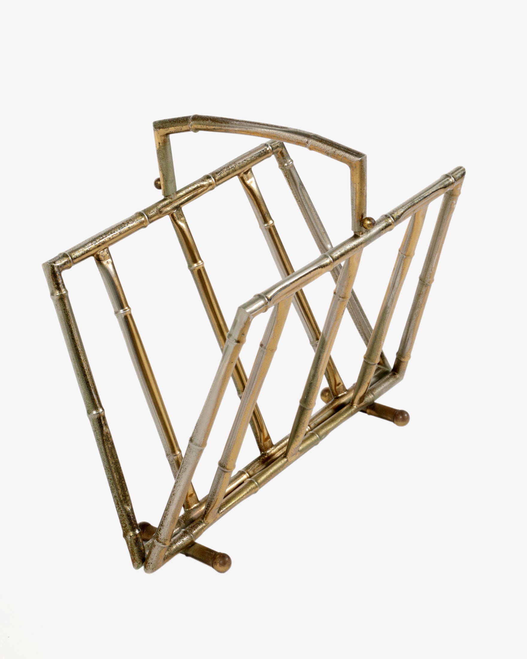 Porta riviste ottone bamboo anni 70