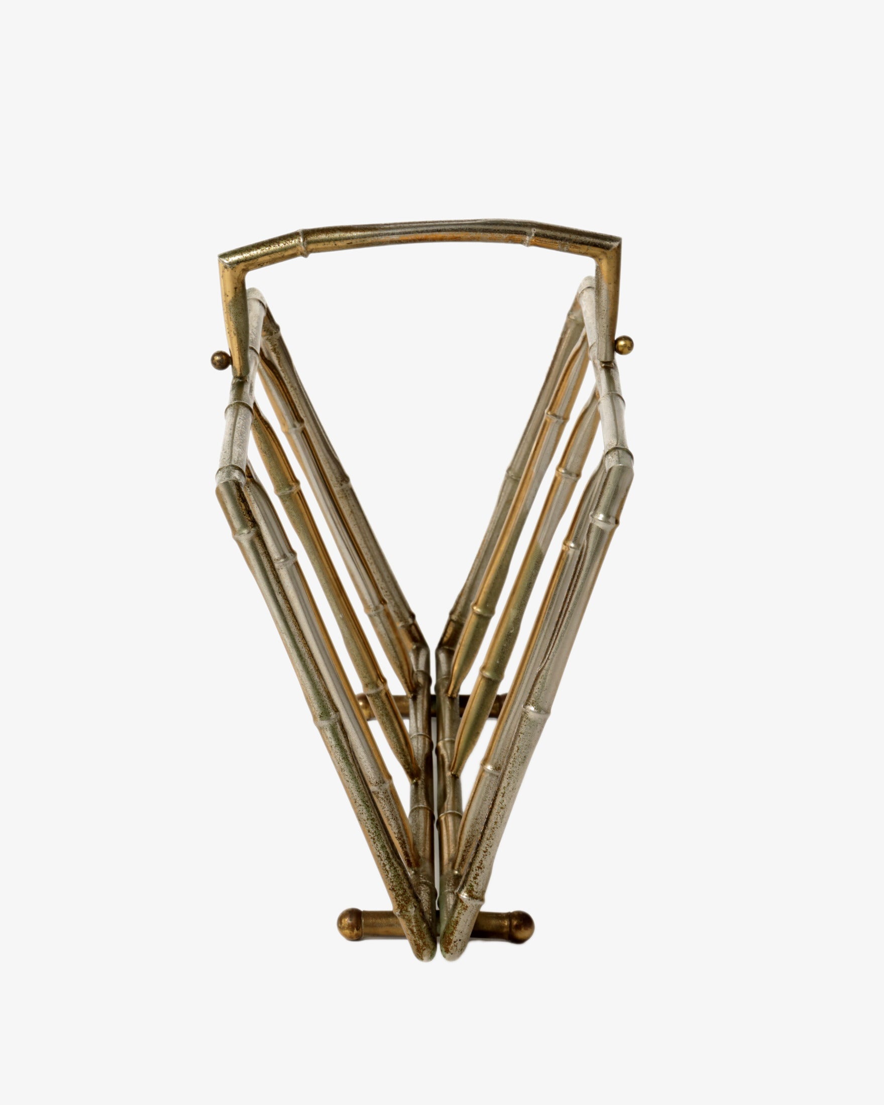 1970s brass bamboo magazine rack