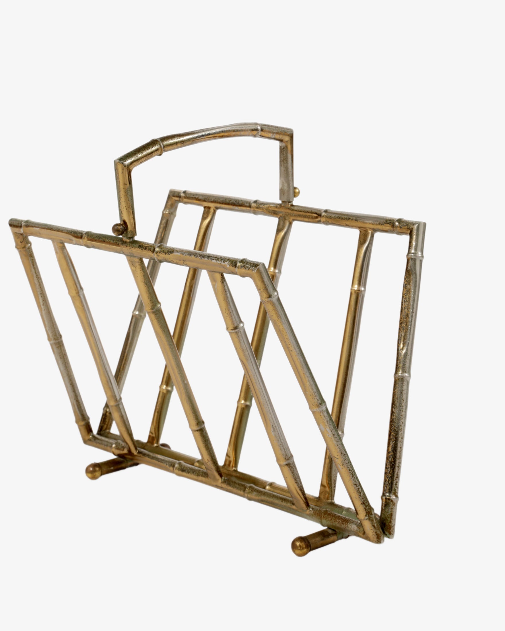 Porta riviste ottone bamboo anni 70