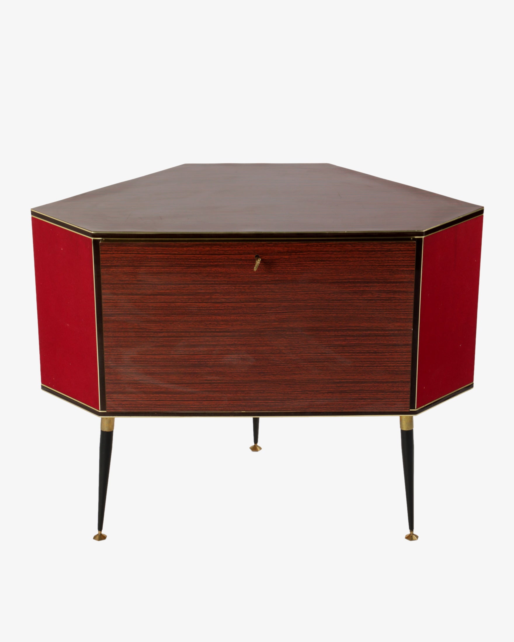 1960s red diamond bar cabinet