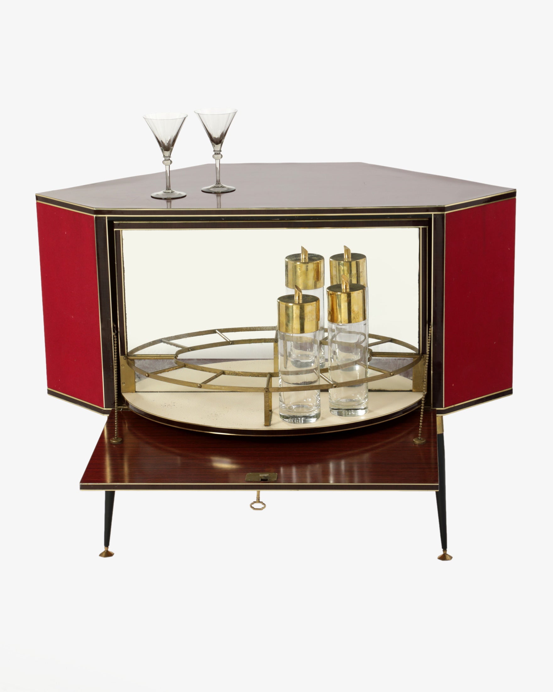1960s red diamond bar cabinet