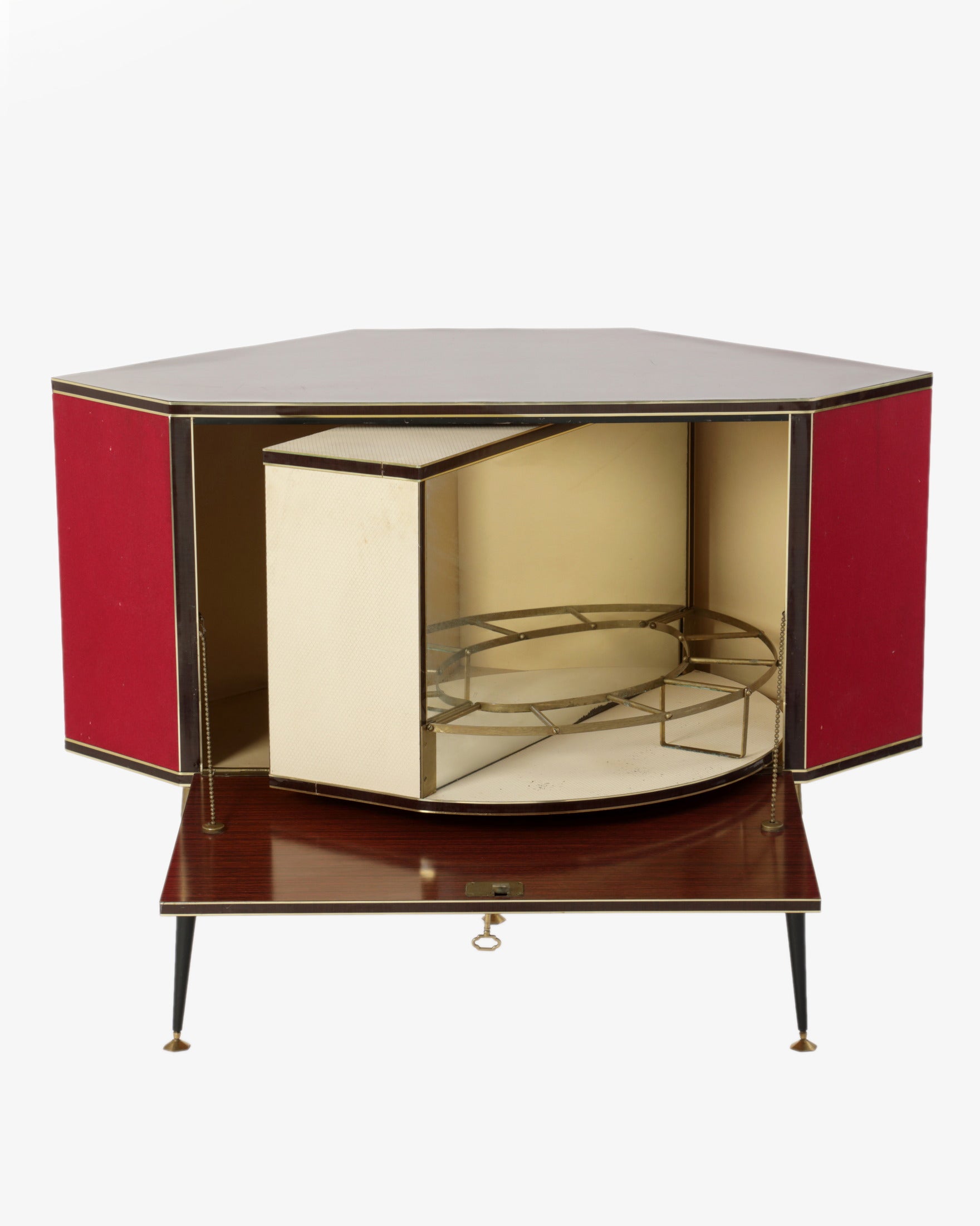 1960s red diamond bar cabinet