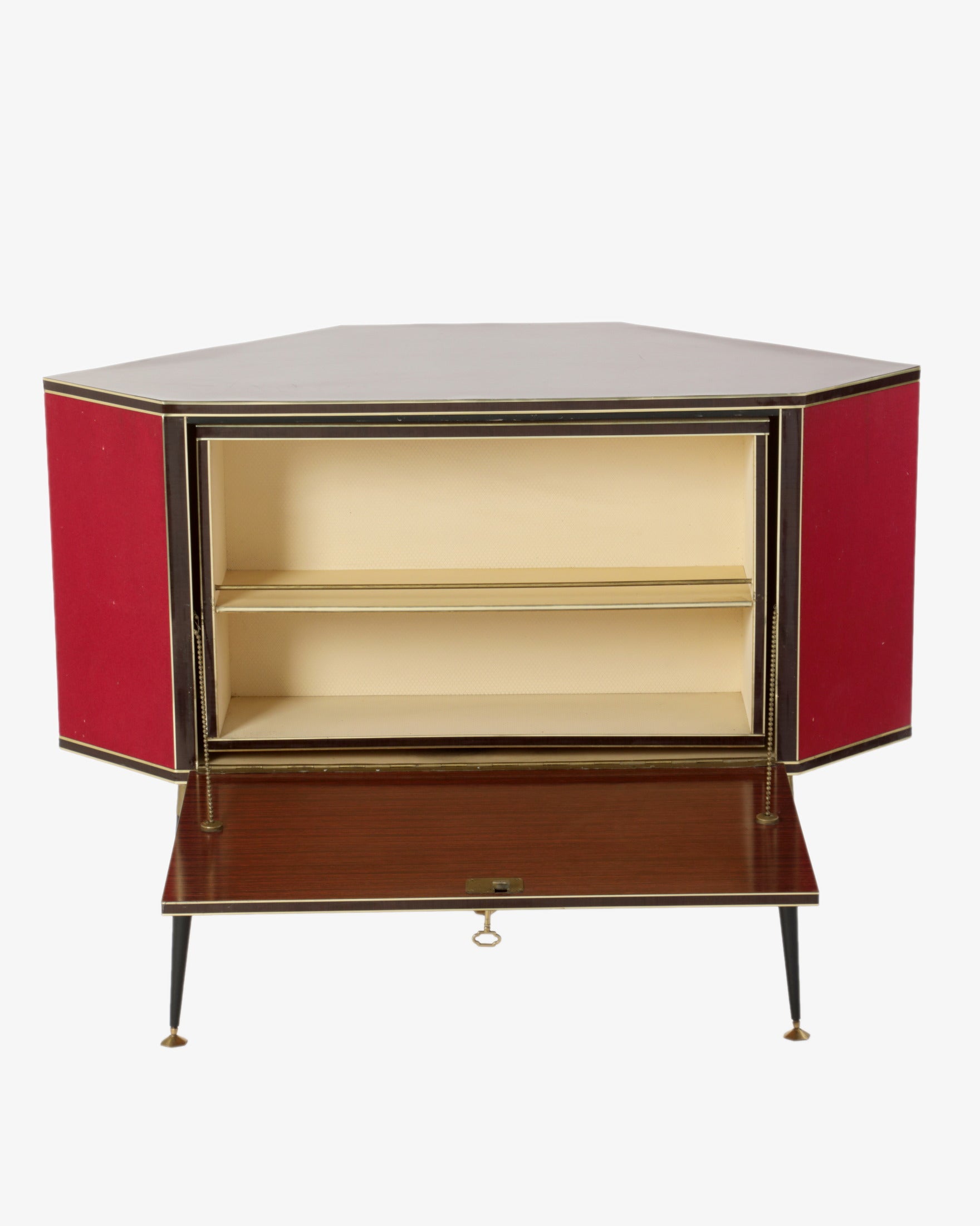 1960s red diamond bar cabinet