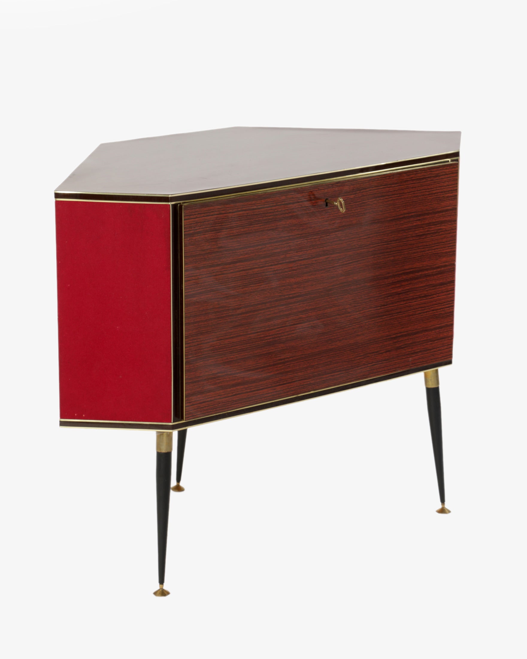 1960s red diamond bar cabinet