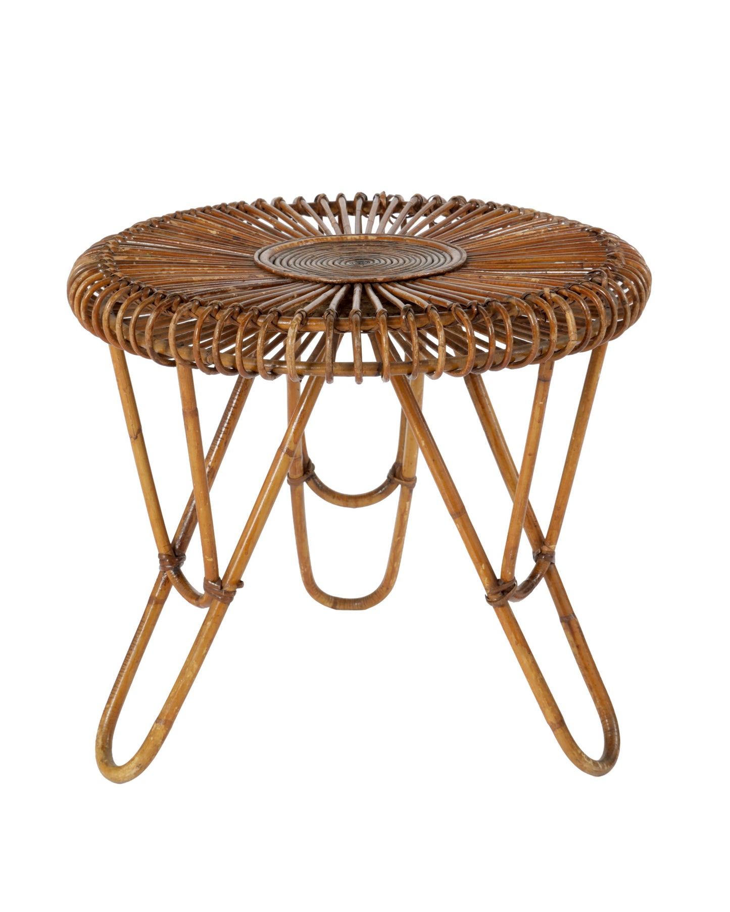 Piccolo tavolo tondo bamboo anni 60