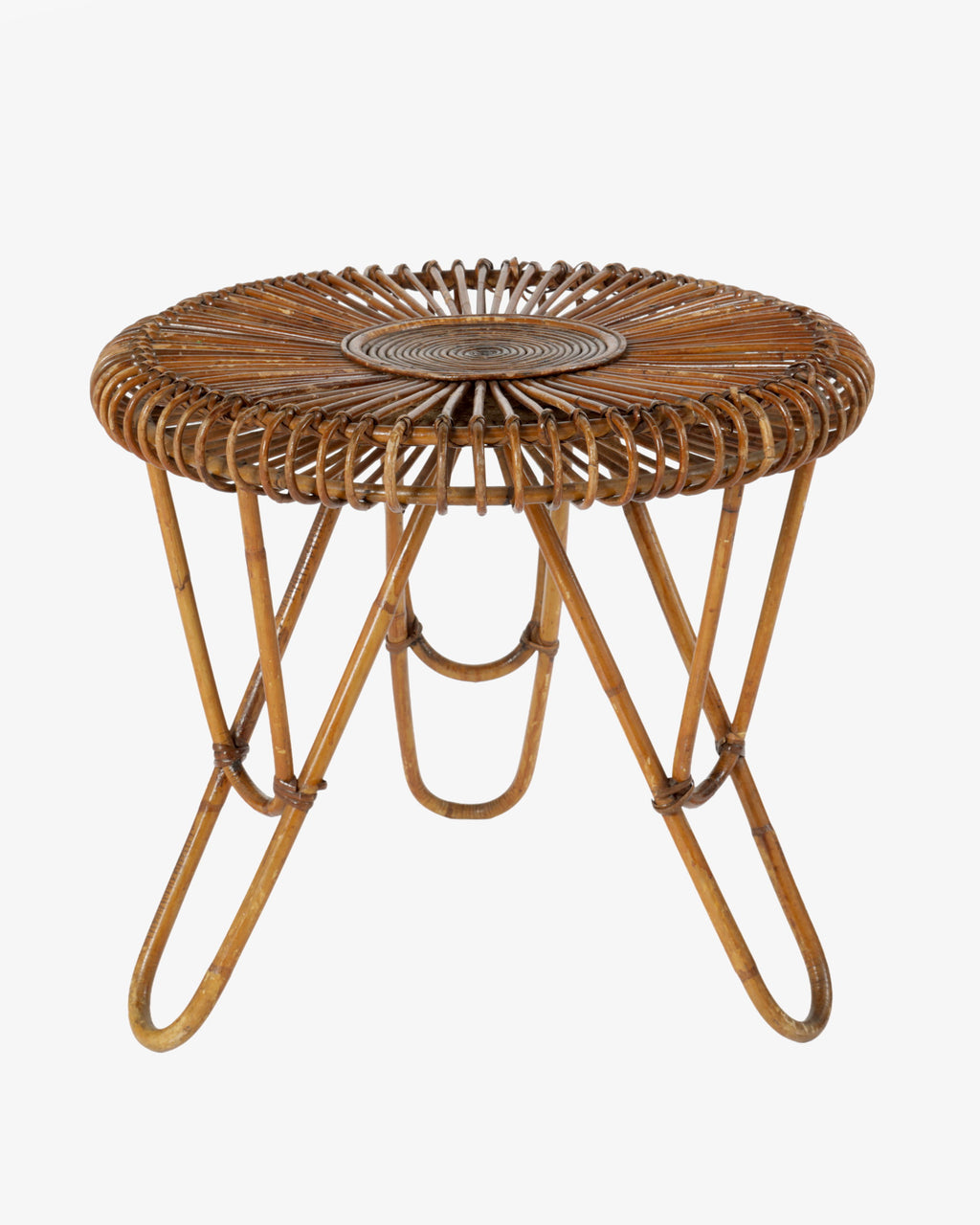 Small round bamboo table from the 1960s