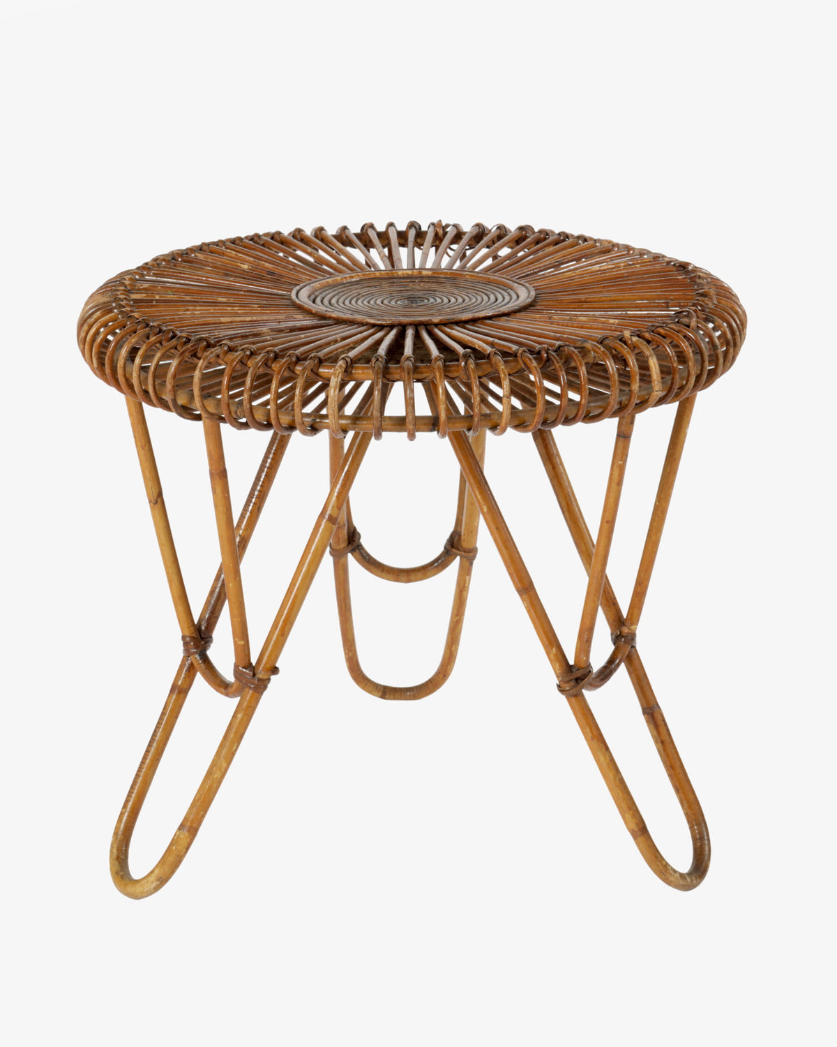 Small round bamboo table from the 1960s