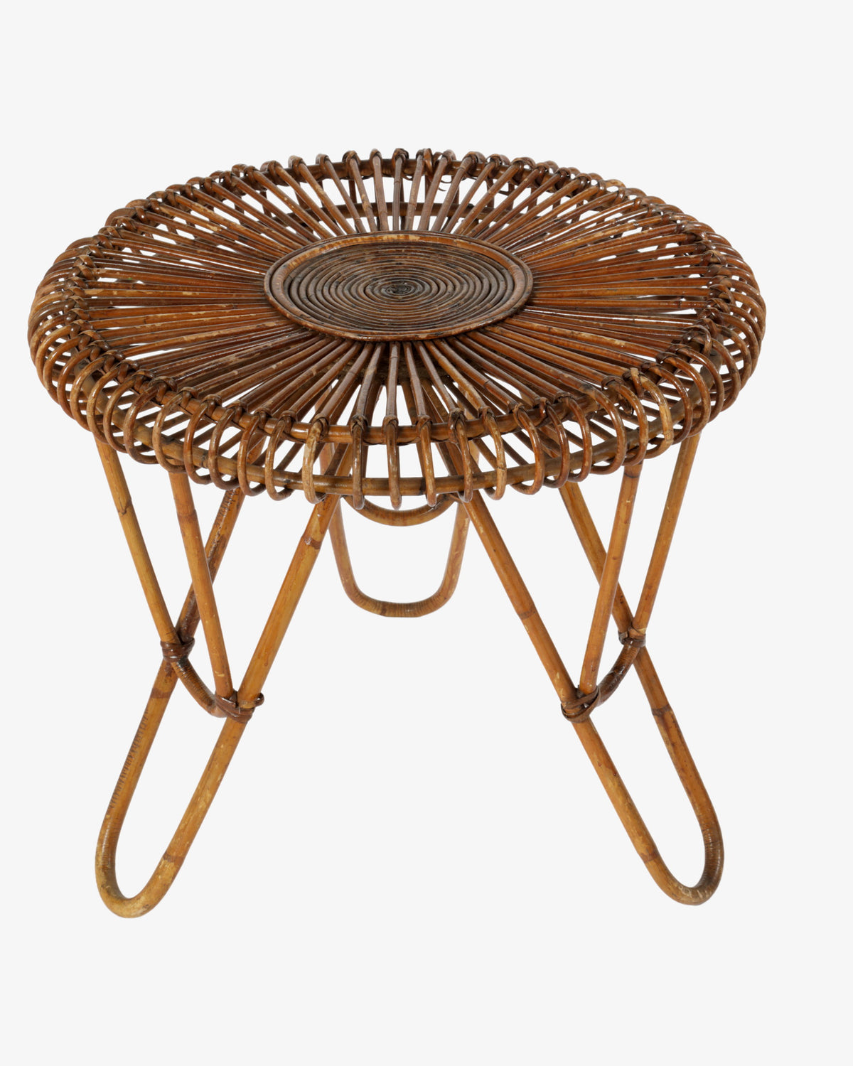 Small round bamboo table from the 1960s