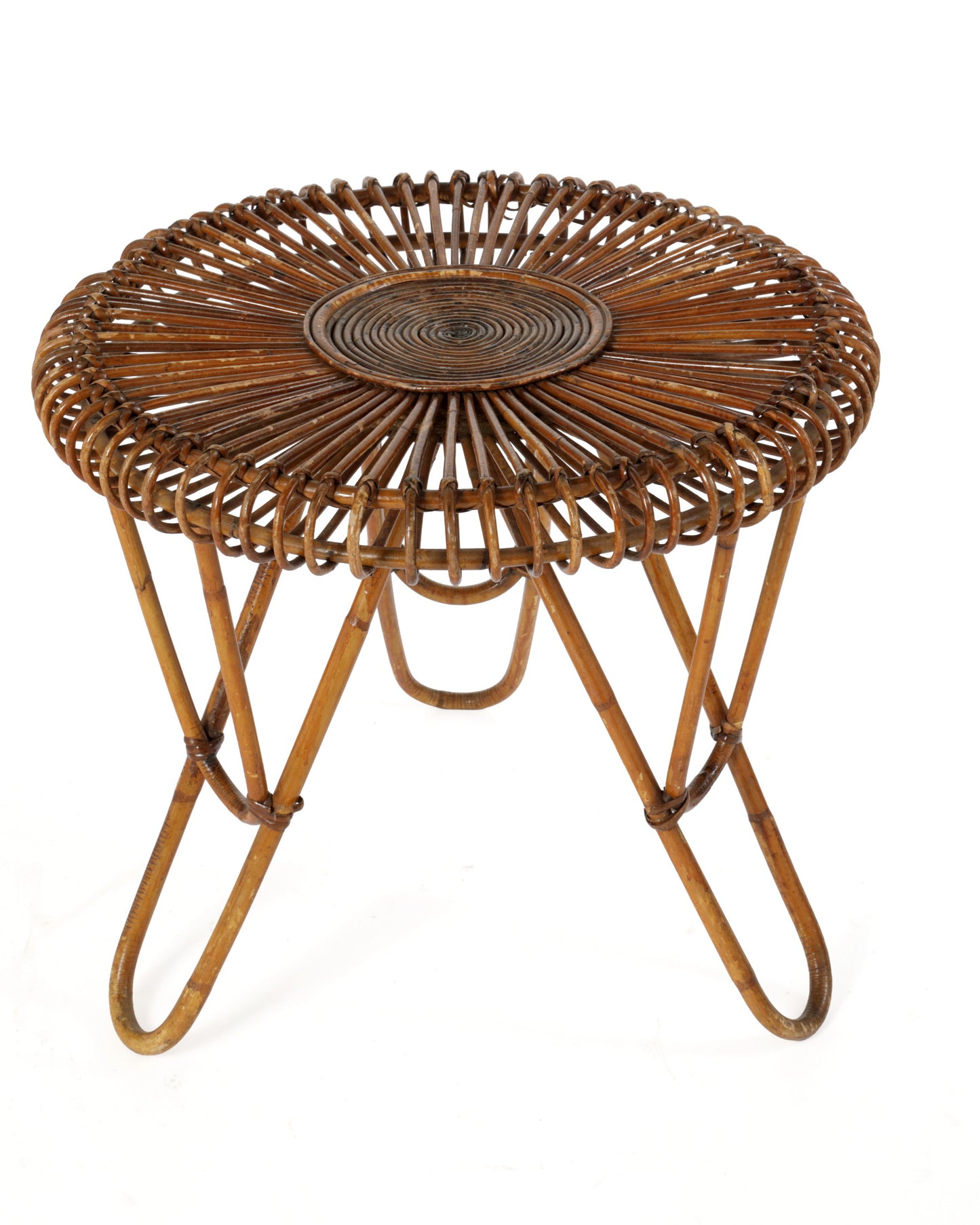 Piccolo tavolo tondo bamboo anni 60