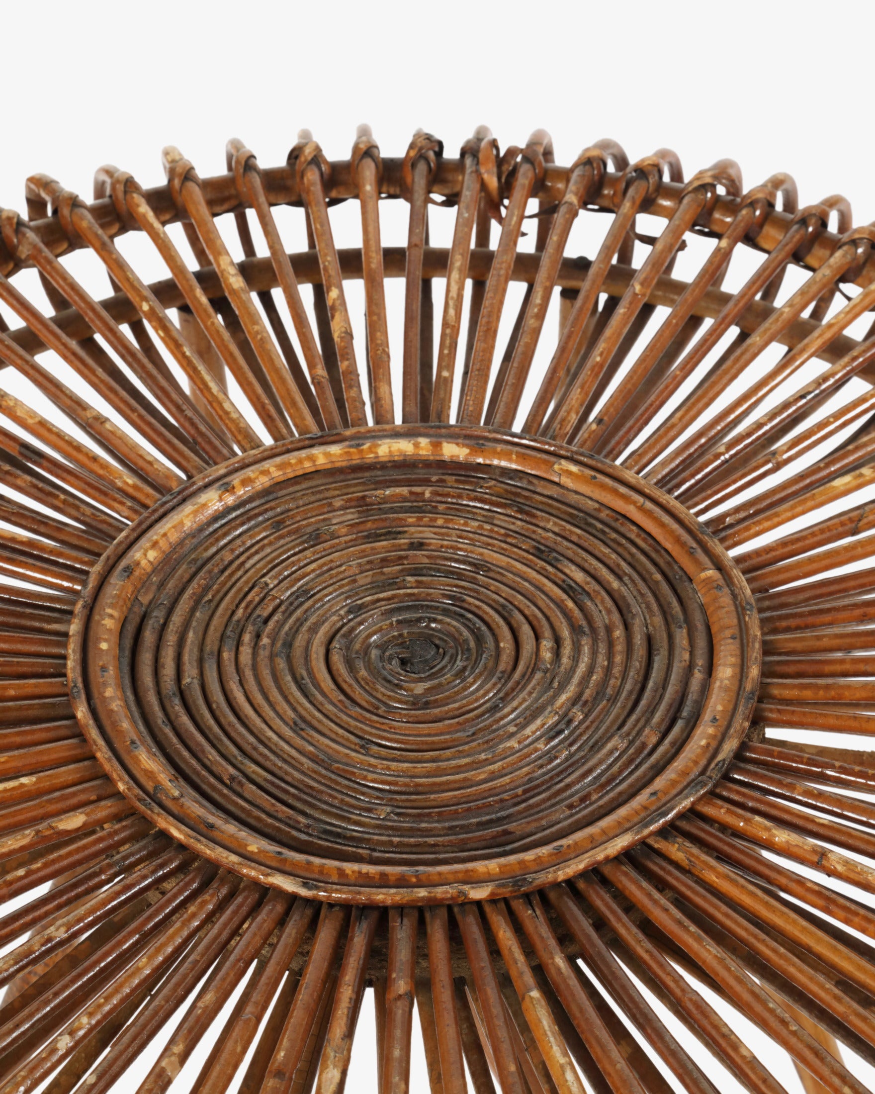 Small round bamboo table from the 1960s